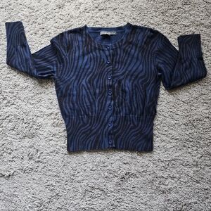 Forever 21 Blue Zebra Print Cardigan